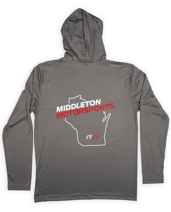 Middleton Motorsports Wisconsin Logo UV Hoodie in Gray