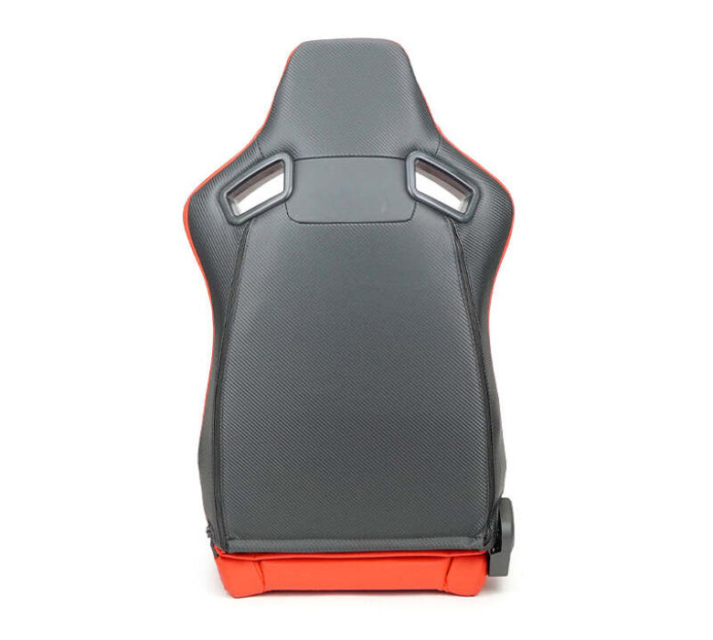 NRG Omega Reclinable Racing Seat (Pair) Red with Black Carbon Vinyl Back