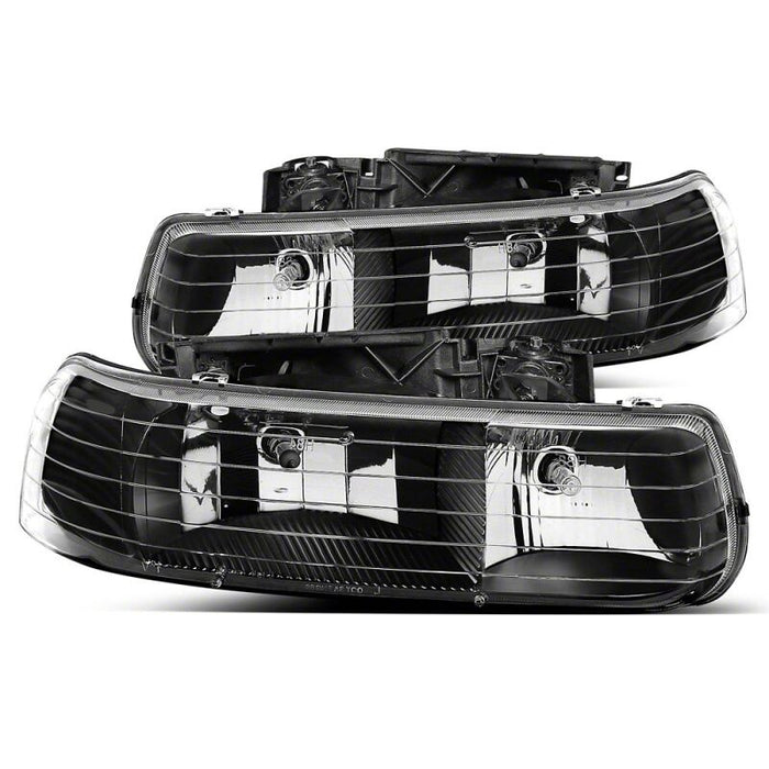 Raxiom 99-02 Chevrolet Silverado 1500 Axial Series Euro Headlights- Black Housing- Clear Lens