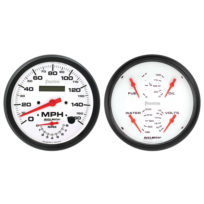 Autometer Phantom 2pc Gauge Kit Quad & Tach/Speedo 5in.