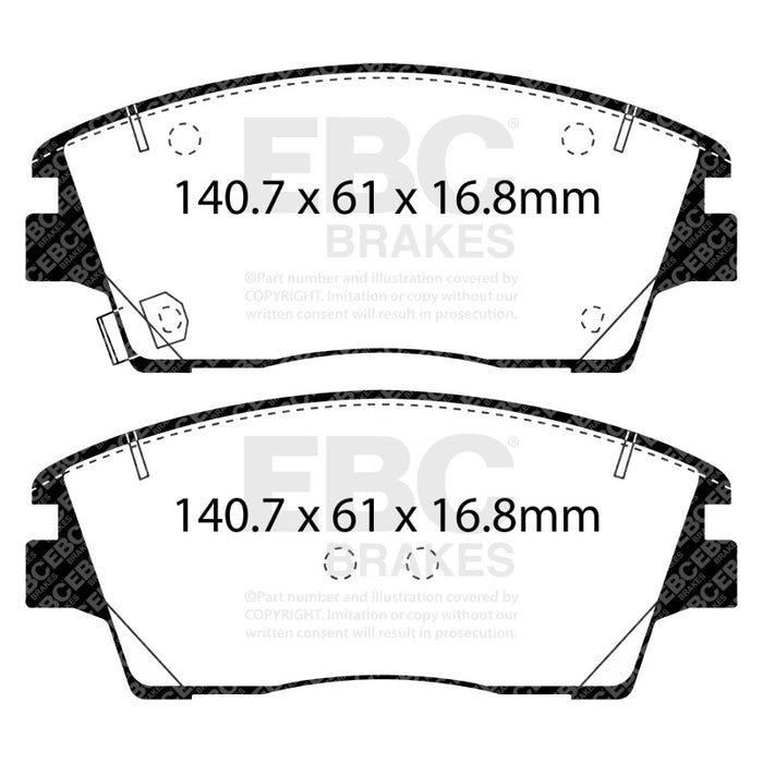 EBC 2017+ Hyundai Elantra 1.6L Turbo Redstuff Front Brake Pads