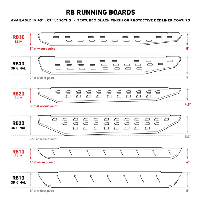 Go Rhino 20-25 Chevrolet Silverado 2500 RB30 Slim Running board + Brackets - Textured Black