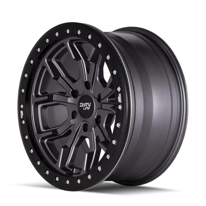 Dirty Life 9303 DT-1 17x9/5x114.3 BP/-12mm Offset/72.6mm Hub Matte Gunmetal Wheel - Beadlock