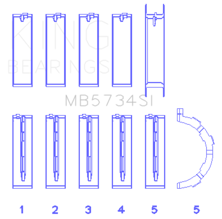 King Engine Bearings Ford 302 Cid Coyote (Size +0.5mm) Main Bearing Set