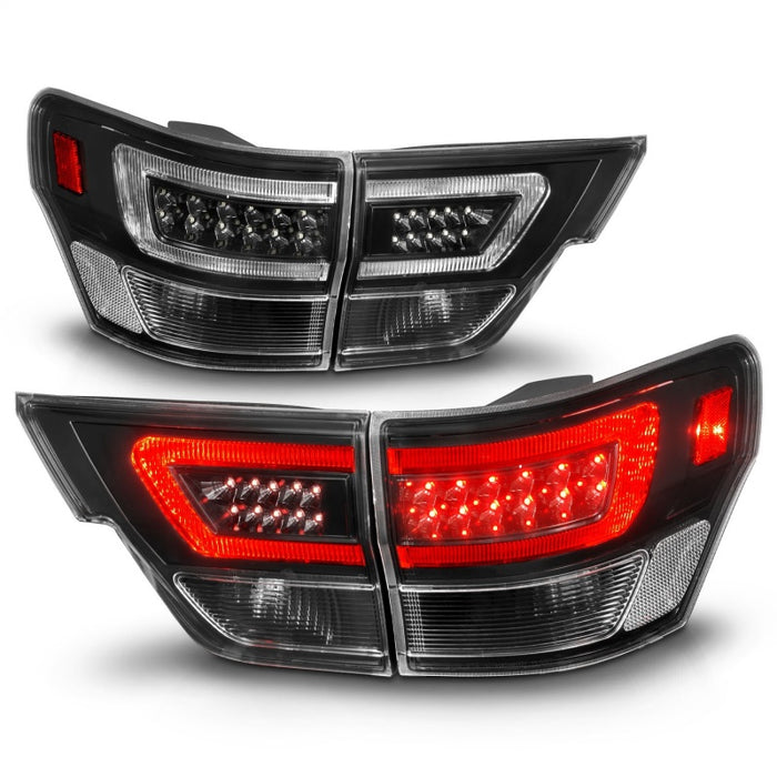 ANZO 11-13 Jeep Grand Cherokee LED Taillights w/ Lightbar Black Housing/Clear Lens 4pcs
