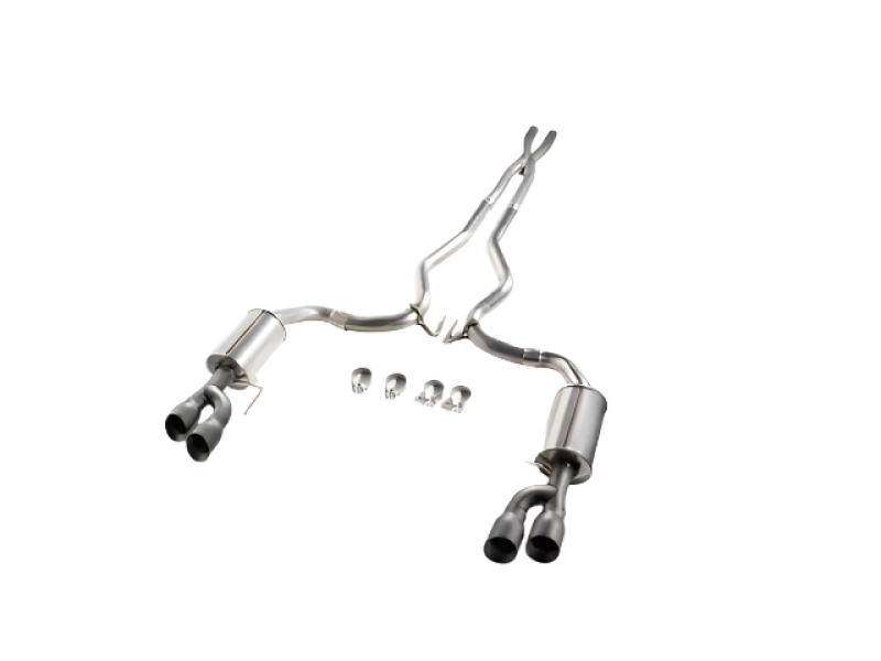 Roush 18-23 Mustang 5.0L V8 Black Tip Cat Back Exhaust Kit (Quad Tip Non-Active)
