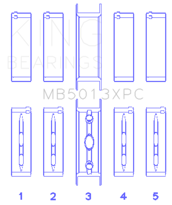 King GM Vortec/LS-Series Gen III/IV Crankshaft Main Bearing Set (Set of 10) - Size +.020mm