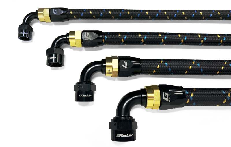 GReddy AN10 Straight Swivel Hose End - Black/Gold Anodized