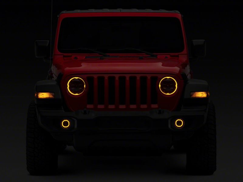 Raxiom 18-23 Jeep Wrangler JL Axial Series 9-In Angel Eye LED Headlights- Black Housing (Clear Lens)