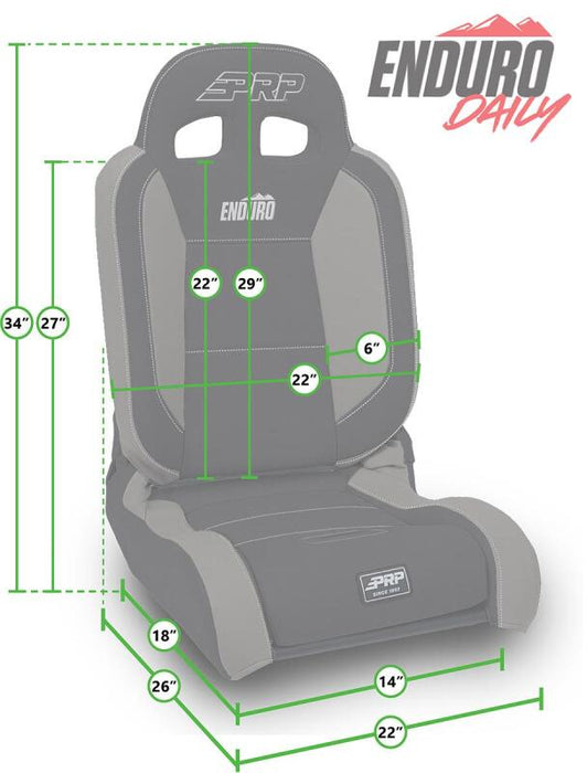 PRP EnduroDaily Reclining Suspension Seat - Black/Gray Tweed - Passenger