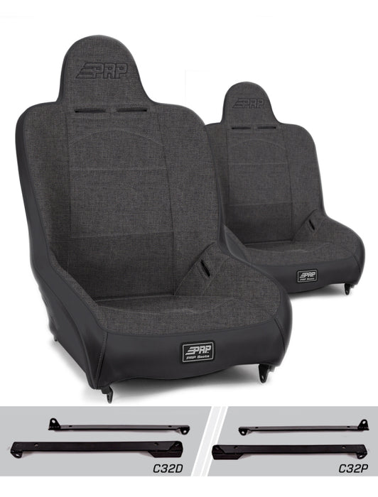 PRP Jeep Wrangler CJ7/YJ Premier High Back Suspension Seats Kit (Pair) - Gray