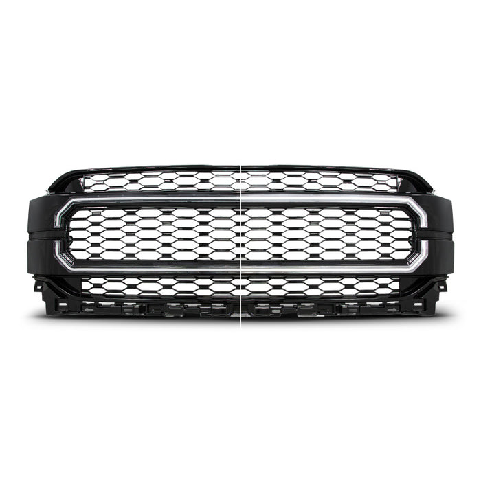 ANZO 21-23 Ford F150 Black Housing Full LED Light Tube Front Grille