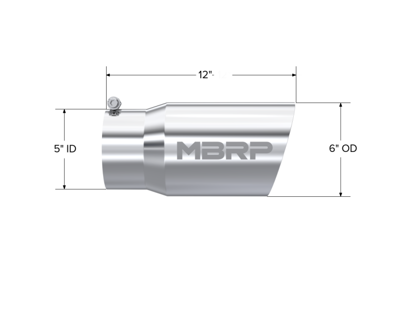 MBRP Universal Tip 6 O.D. Dual Wall Angled 5 inlet 12 length