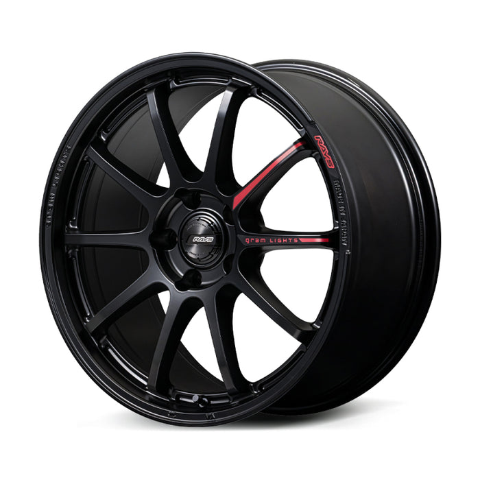 Gram Lights 57NR LIMITED II 17x7.0 +47 4-100 Semigloss Black Wheel w/ Black Cap/Stickers/Air Valve