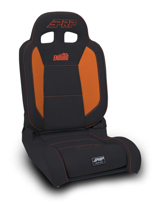 PRP EnduroDaily Reclining Suspension Seat - Black/Orange Vinyl - Driver