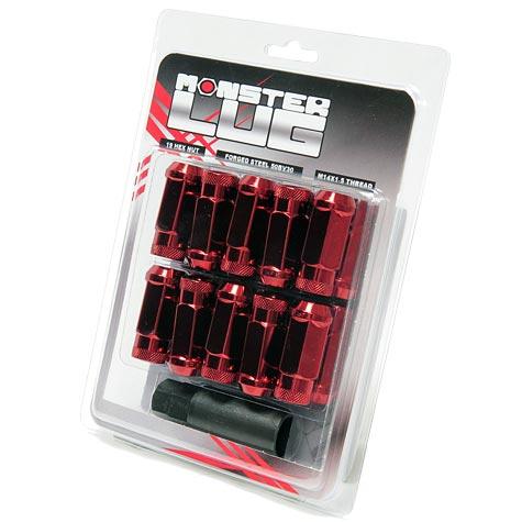 Wheel Mate Monster Locking Lug Nut Set of 4 - Red 14x1.50