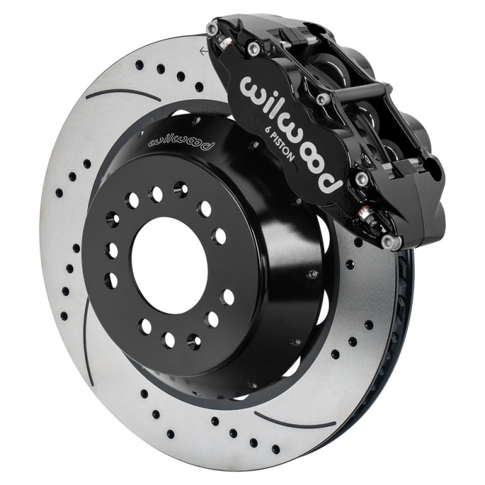 Wilwood Narrow Superlite 6R Front Kit 14.00in Drilled & Slotted Rotors - Black