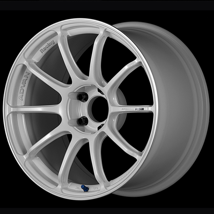 Advan RSIII 18x8.0 / +48 Offset / 5x100 / 63mm Bore / Racing White Metallic and Ring