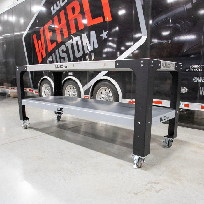 Wehrli Modular Steel Work Bench Top/Shelf Kit - 32in x 90in x .120in Thick (Grey & Raw Steel)