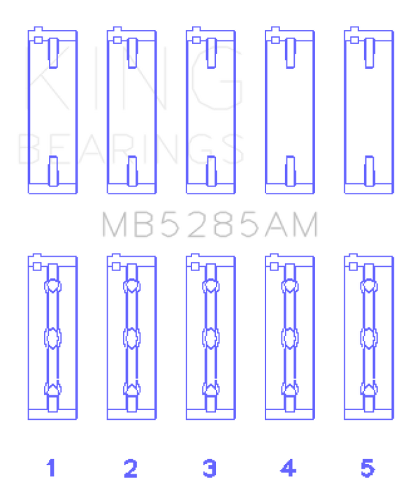 King Engine Bearings Suzuki J18K/J20A (Size +0.50mm) Main Bearing Set