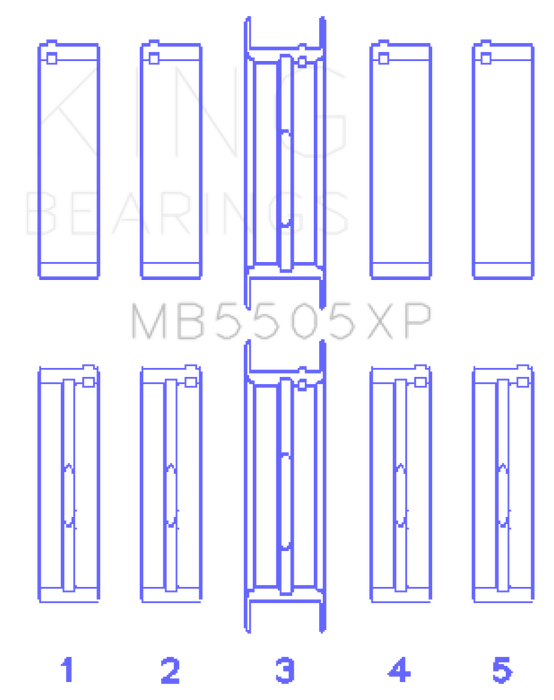 King Engine Bearings Ford V8 351ci 5.8L / 400ci 6.6L 16V (Size .001) Main Bearing Set