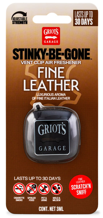 Griots Garage Stinky-Be-Gone Vent Clip Air Freshener - Fine Leather