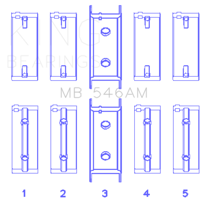 King Engine Bearings Mitsubishi G25B/4G54/4G53 (Size +0.50mm) Main Bearing Set