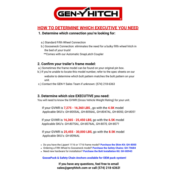 Gen-Y Executive Torsion-Flex 5th Wheel King Pin Box (3.5K-6.5K PW Range 30K Towing) - Fits Rhino
