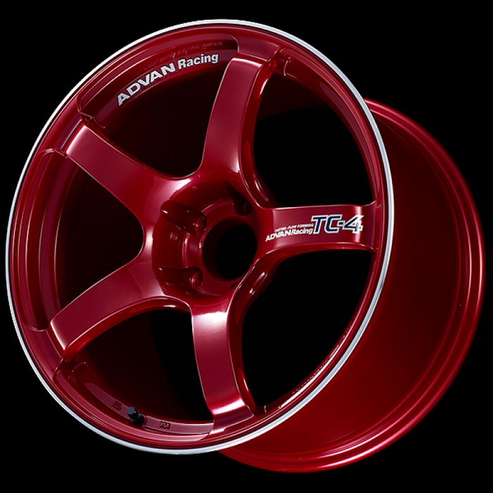 Advan TC4 18x8.5 / +45 Offset / 5x100 / 63mm Bore / Racing Candy Red and Ring