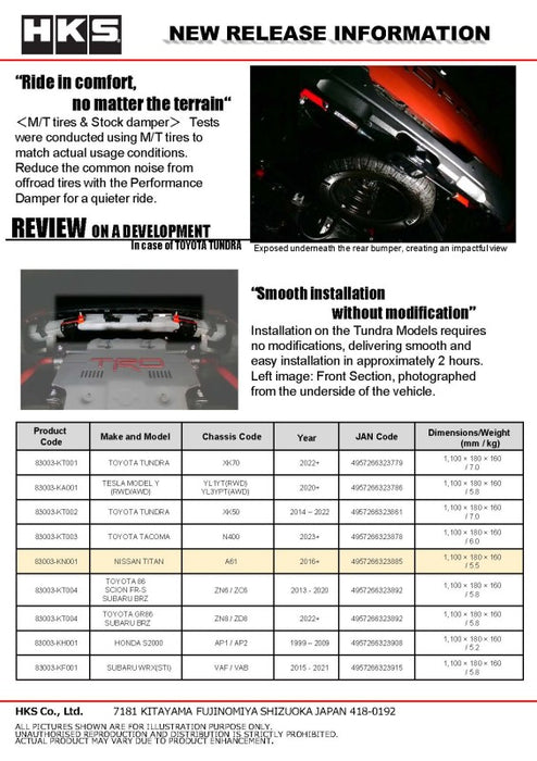 HKS Performance Damper for 2016+ Titan