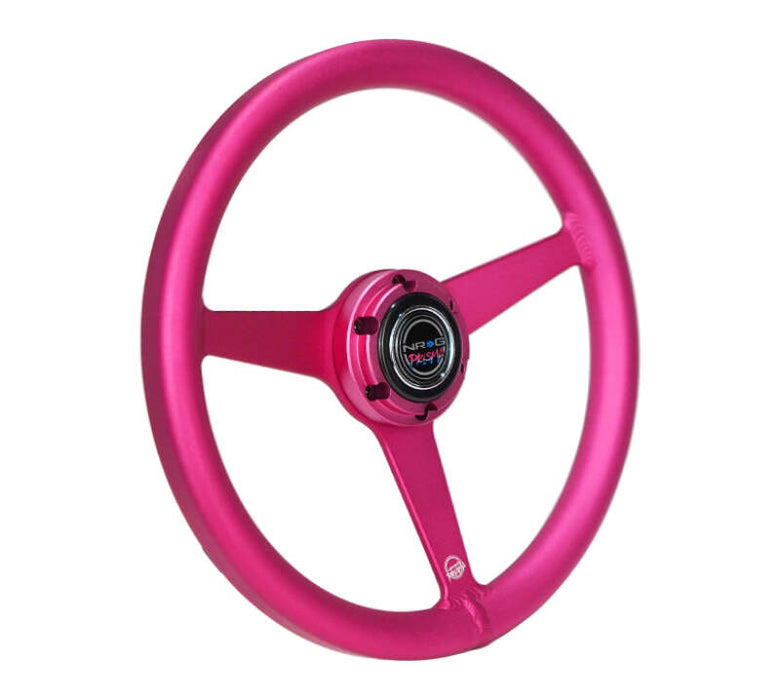 NRG Aluminum Steering Wheel 330mm - Heritage Solid Spoke - Ergonomic Grip - Anadized Pink