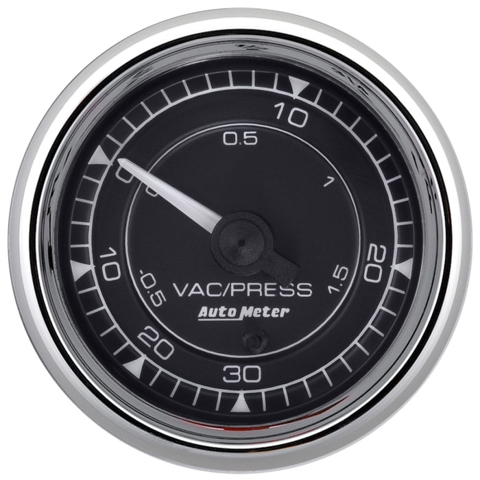 AutoMeter Chrono 2-1/16in 30in HG/30PSI Digital Stepper Motor Vacuum/Boost Gauge - Chrome