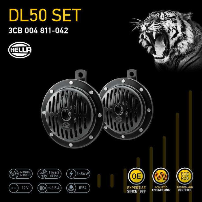Hella Supertone Horn Kit 12V 310/380HZ HTone Black