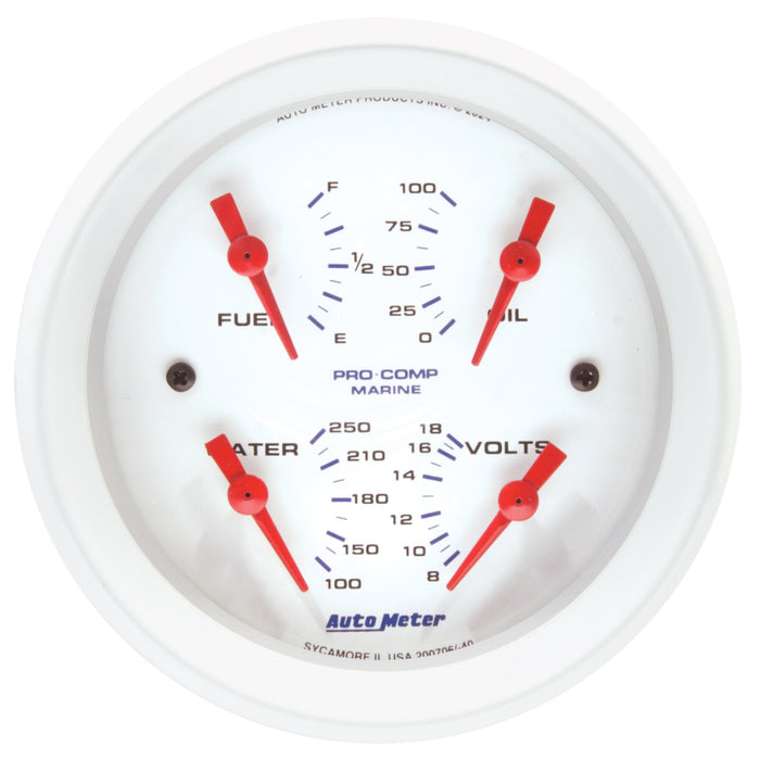 Autometer Marine White 3-3/8in Gauge - 100PSI