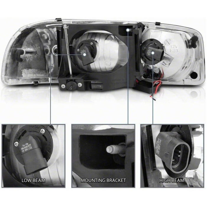 Raxiom 99-06 Chevrolet Sierra 1500 Axial Series LED DRL Headlights- Black Housing- Clear Lens