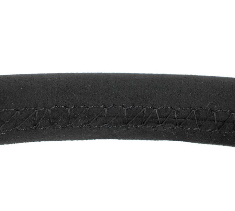NRG Reinforced Stealth Wheel (380mm) 3 Spoke Center - 1in Deep Dish - Vegan Suede Red Stitch
