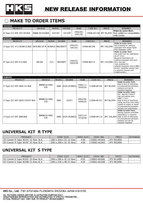 HKS R Type O/C KIT JZX100 BLK