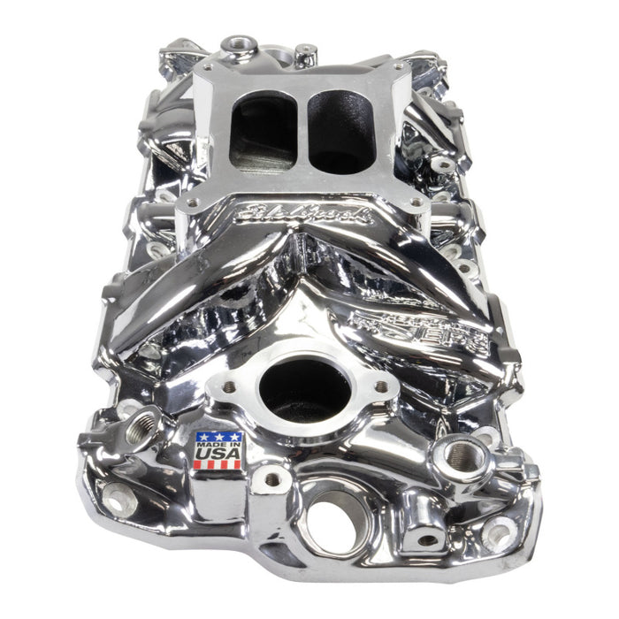 Edelbrock Chevy SB Performer EPS Intake Manifold w/ Oil Fill Tube - Chrome Plasma