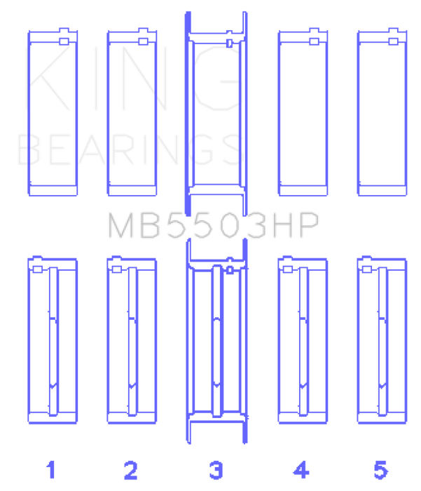 King Engine Bearings Ford V8 351Ci 5.8L 16V - Cleveland (Size STDX) Main Bearing Set