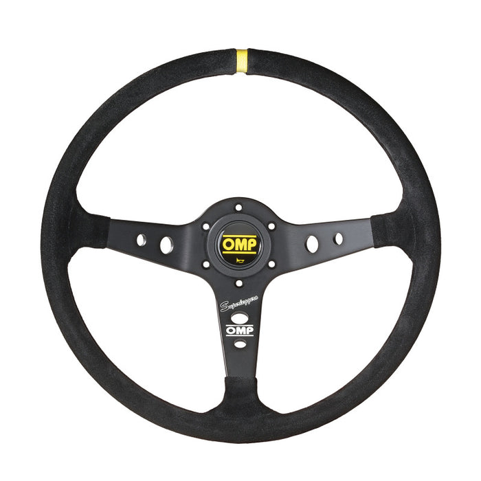 OMP Corsica Steering Wheel - Black Suede/Black Anodized Spokes