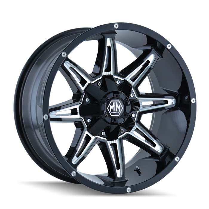 Mayhem 8090 Rampage 18x9 / 8x165.1 BP / -12mm Offset / 130.8mm Hub Gloss Black Milled Wheel