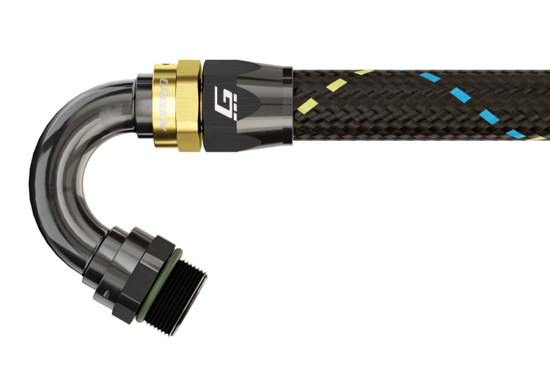 GReddy AN08 150 DEGREE ORB MALE BLACK/GOLD ANODIZED