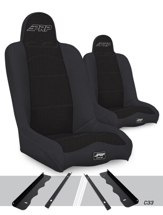 PRP 95-01 Jeep Cherokee XJ Daily Driver High Back Suspension Seats Kit (Pair) - Black
