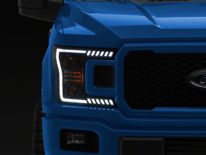 Raxiom 18-20 Ford F-150 LED Halo Surround Headlights with White DRL- Black Housing- Clear Lens