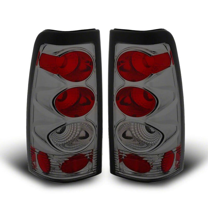 Raxiom 99-02 Chevrolet Silverado 1500 Fleetside Axial Series Tail Lights- Black- Smoked Lens