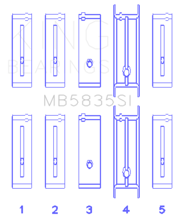 King Engine Bearings Chevrolet 121Ci/Ln2 134Ci Housing Bore +.002 (Size +1.0mm) Main Bearing Set