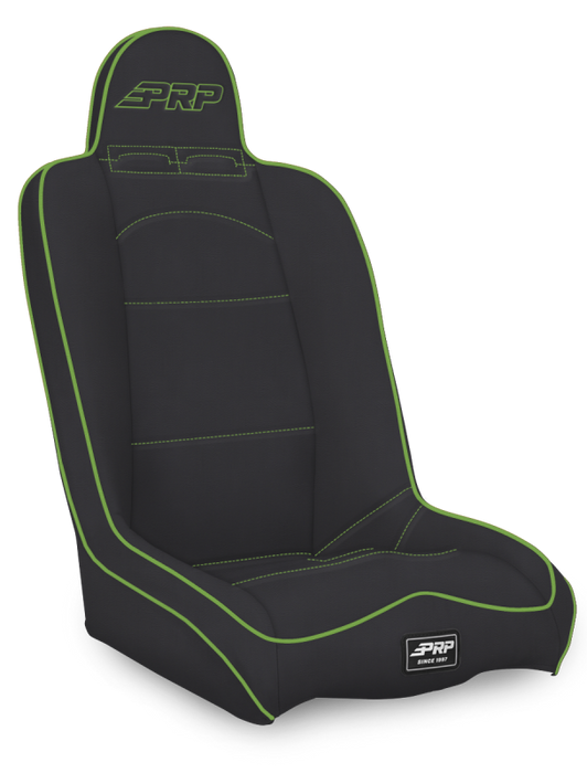 PRP Daily Driver High Back Suspension Seat- Black/Green Vinyl