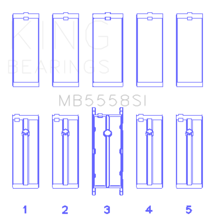 King Engine Bearings Ford R6A/114Ci 1.9L/121Ci 2.0L (Size +0.50mm) Main Bearing Set