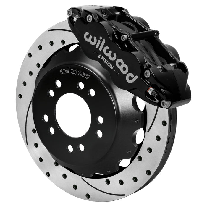 Wilwood Ford Mustang II Ford Narrow Superlite 6 Front Brake Kit w/ 12.88in Drill & Slot Rotor - Blk