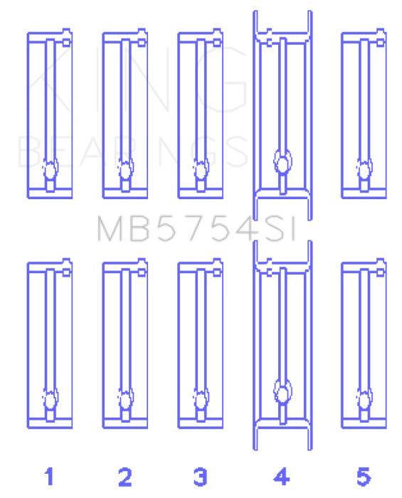 King Engine Bearings Chevrolet 121Ci/Ln2 134Ci Fl O/S 010 (Size +0.25mm) Main Bearing Set